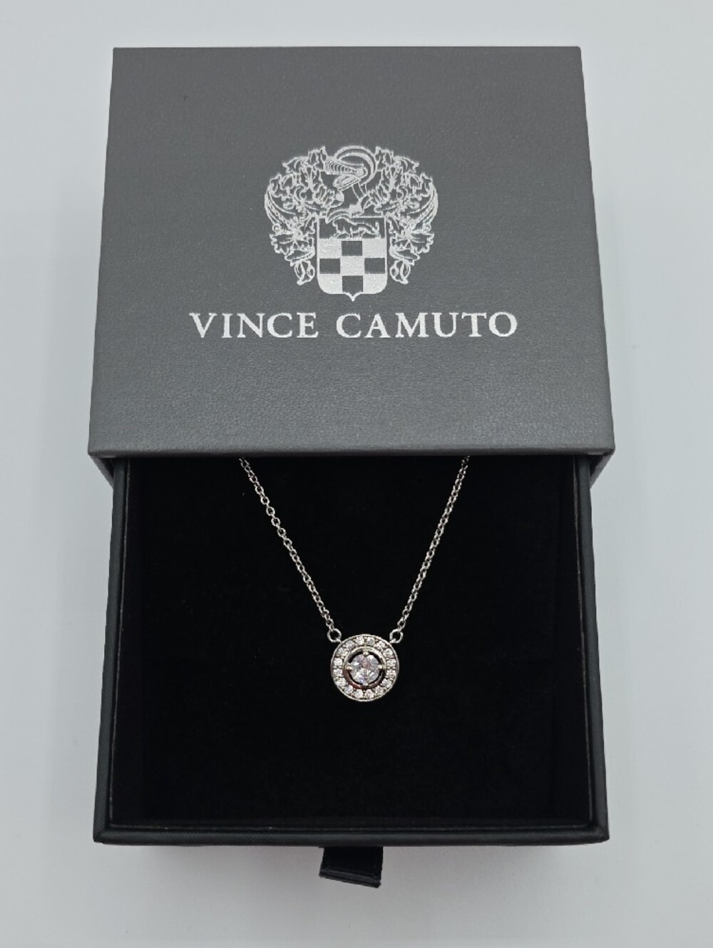 Vince Camuto Freya Silver Crystal Halo Pendant Necklace